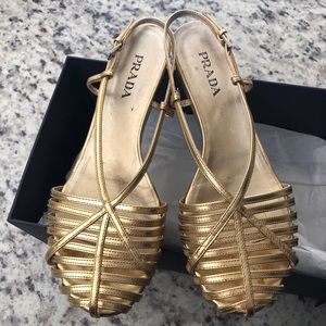 Gold Prada Sandals